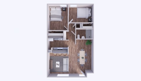Floor plan for 2 beds, 1 bath, 820 sqft